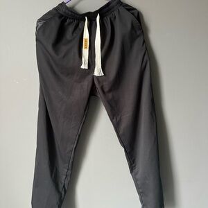 Black Jogger Pants with White Drawstring